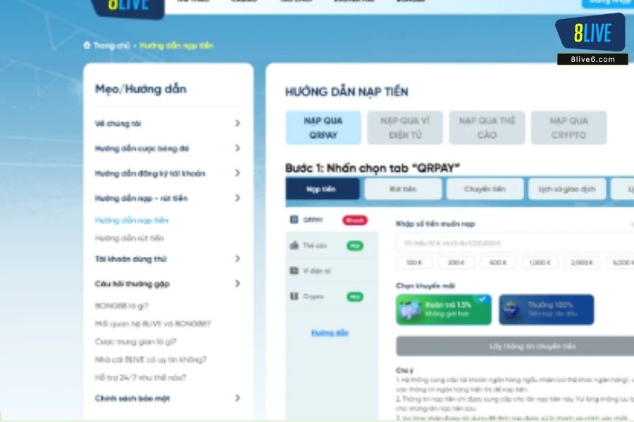 Chỉ qua vài bước là nạp tiền thành công