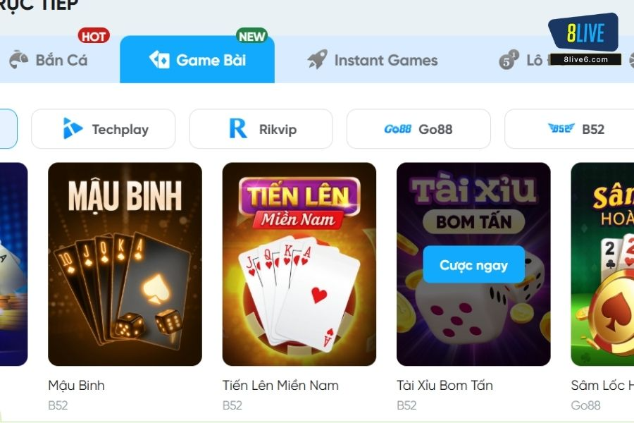 Chơi tiến lên xanh chín tại 8live