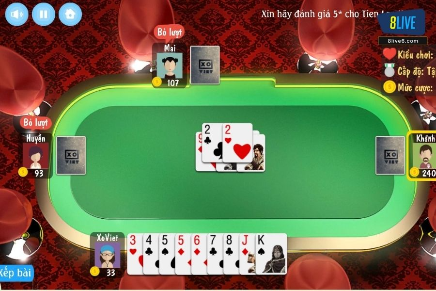 Nhiều tổ hợp trong game bài tiến lên